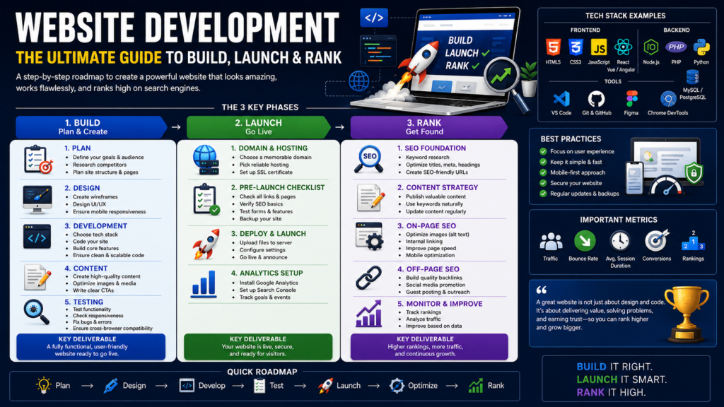 Website Development: The Ultimate Guide to Build, Launch & Rank